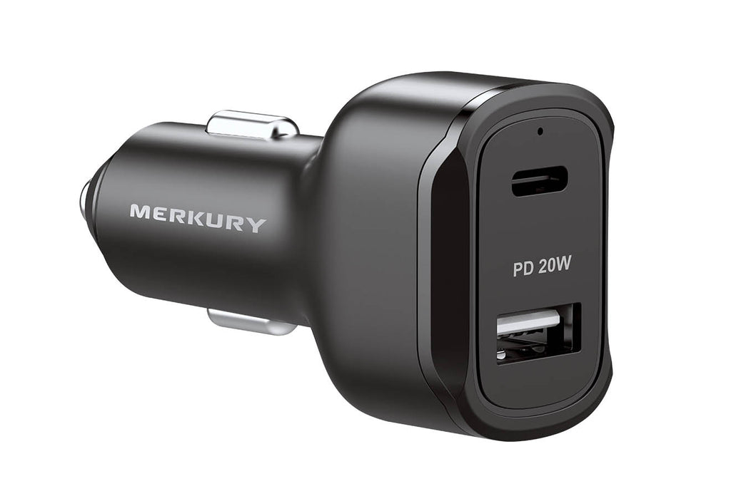 20W Car Charger USB-A + USB-C-White