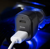 20W Car Charger USB-A + USB-C-White