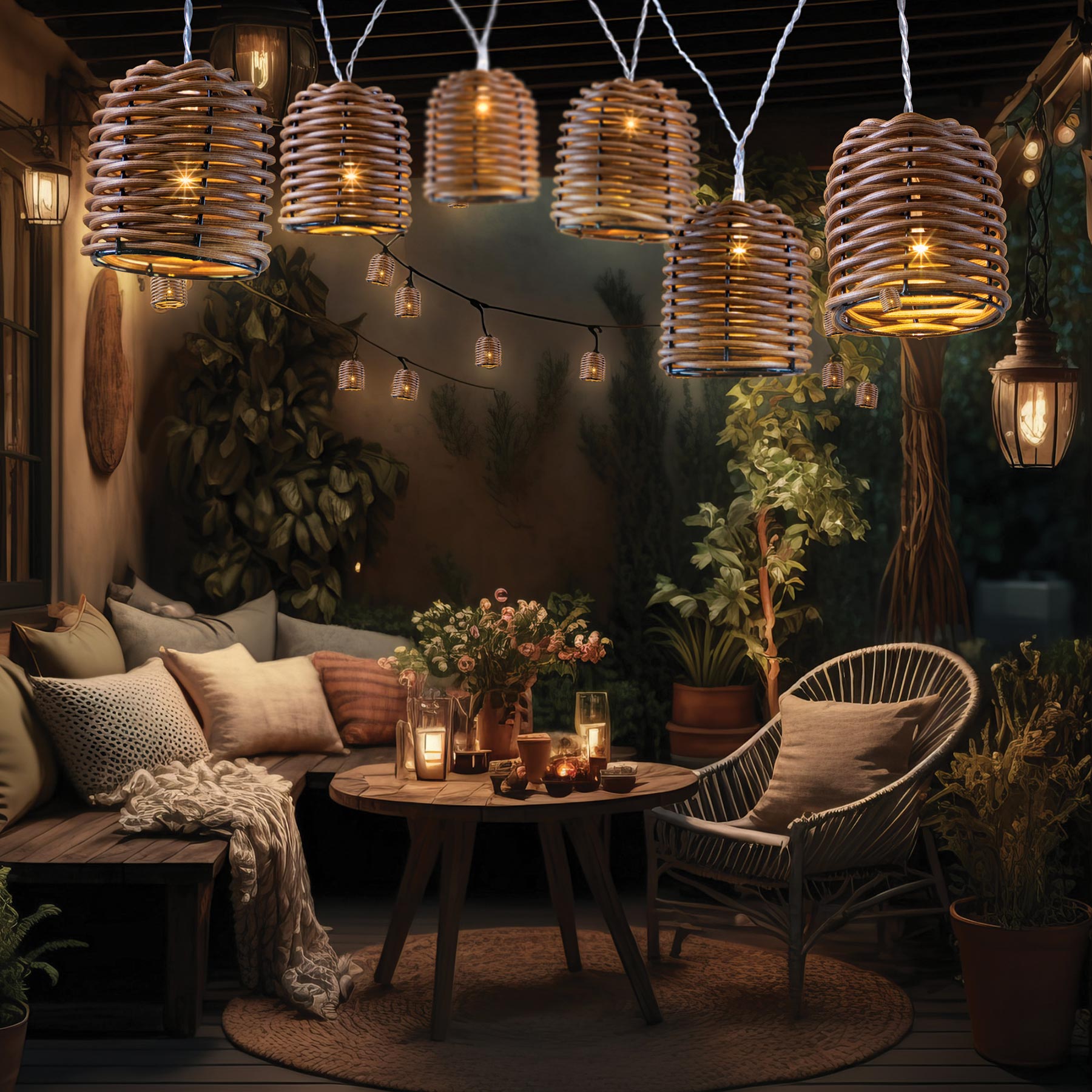 Rattan LED String Lights