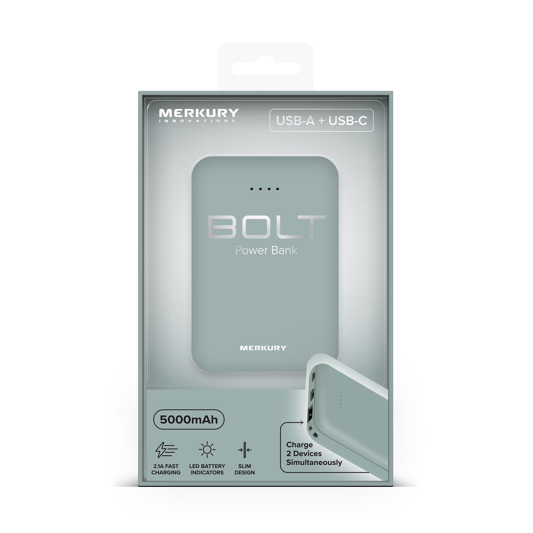 Power Bank - 5000mAh - Pale Aqua
