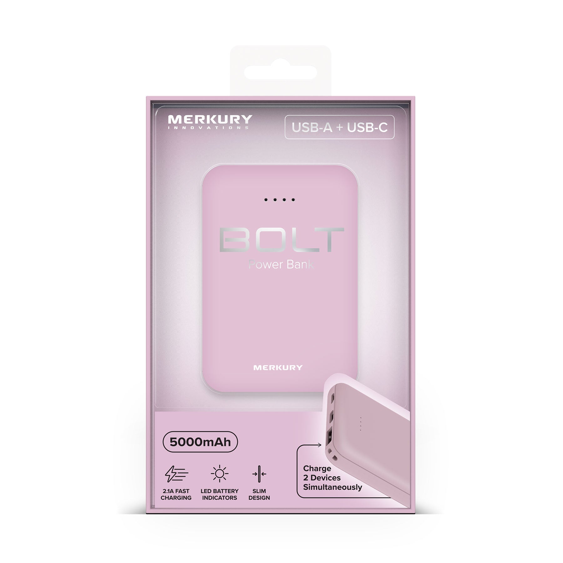 Power Bank - 5000mAh - Lilac