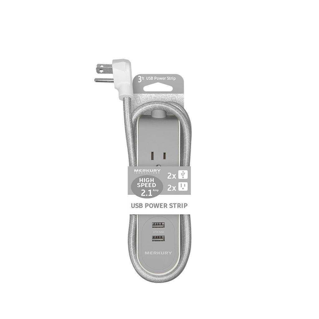 2AC + 2 USB 2.1A 3 Ft Fabric Power Strip