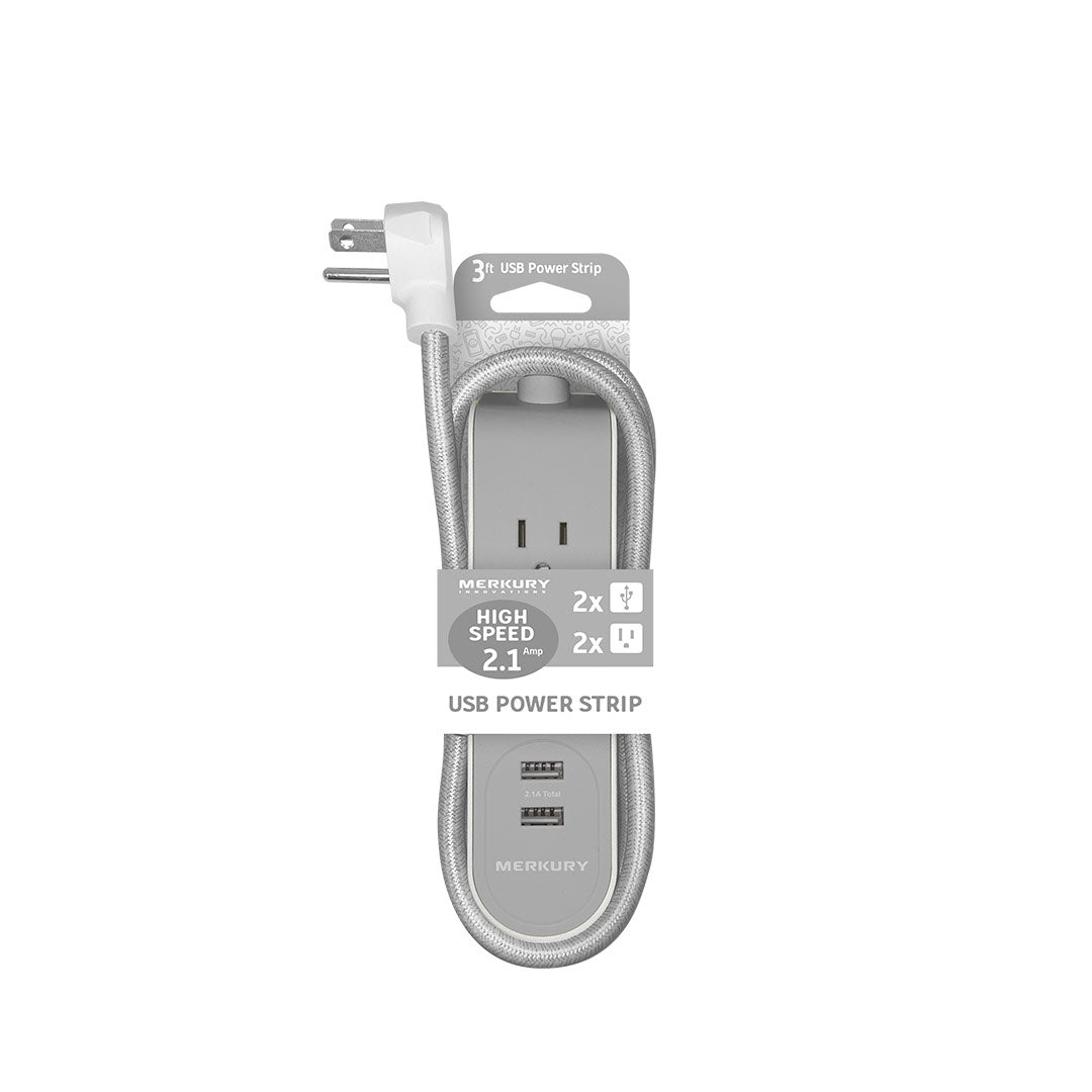 2AC + 2 USB 2.1A 3 Ft Fabric Power Strip