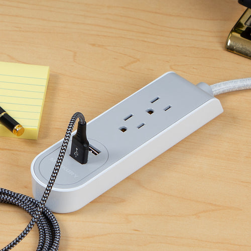 2AC + 2 USB 2.1A 3 Ft Fabric Power Strip