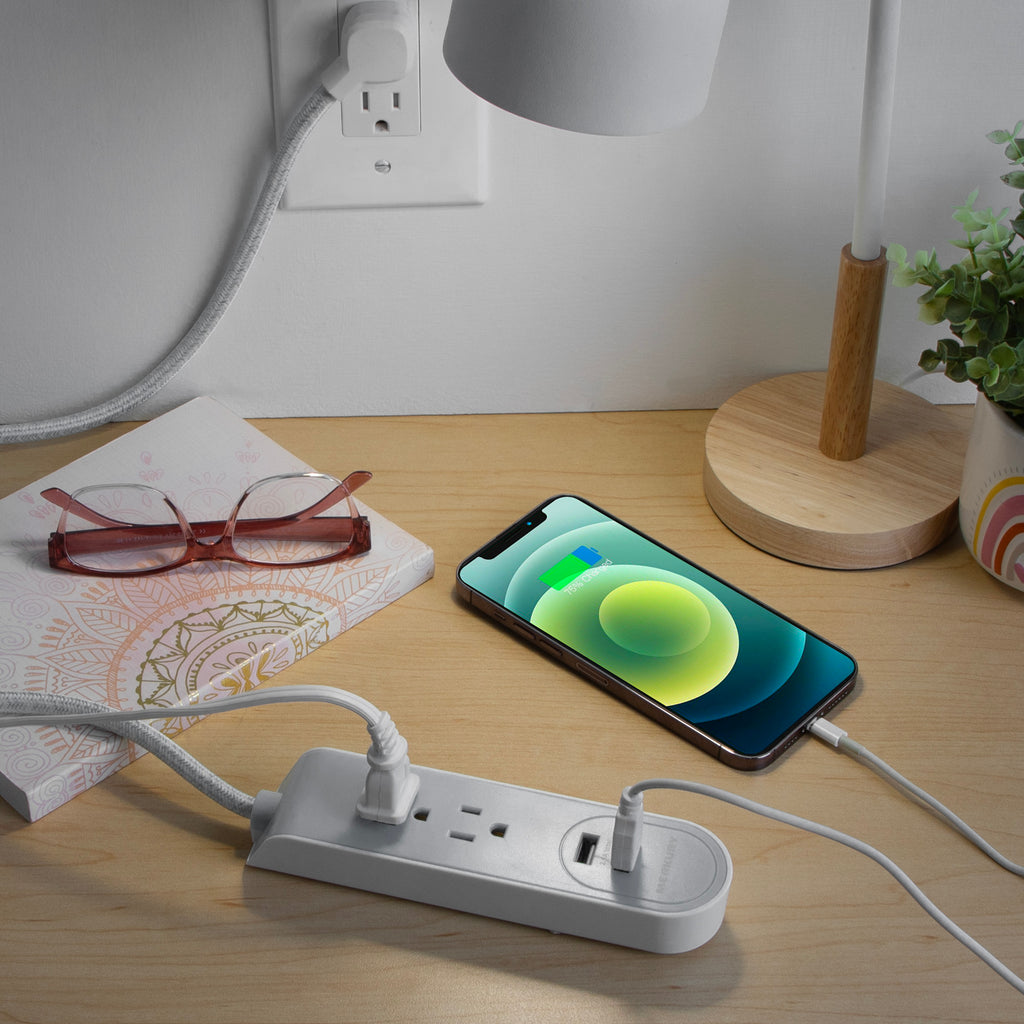 2AC + 2 USB 2.1A 3 Ft Fabric Power Strip