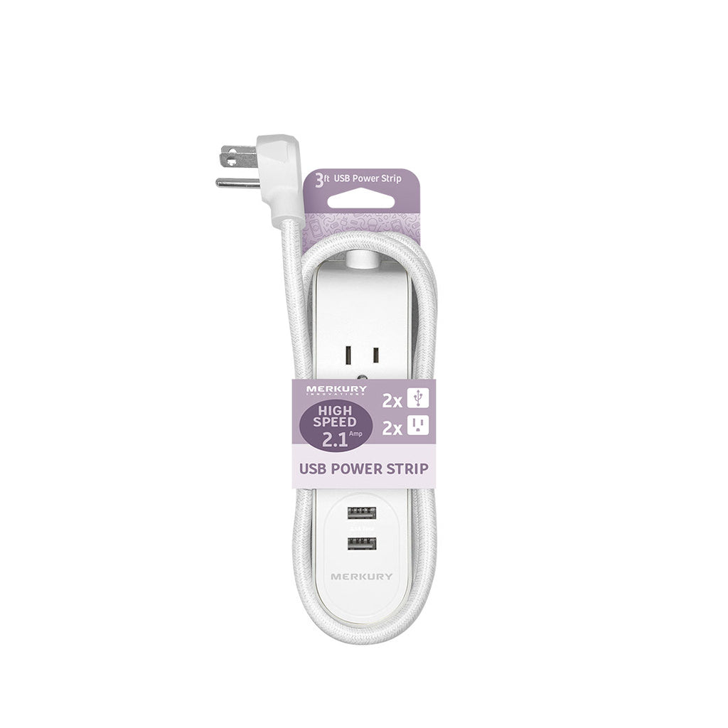 2 AC + 2 USB 2.1A 3 Ft Fabric Power