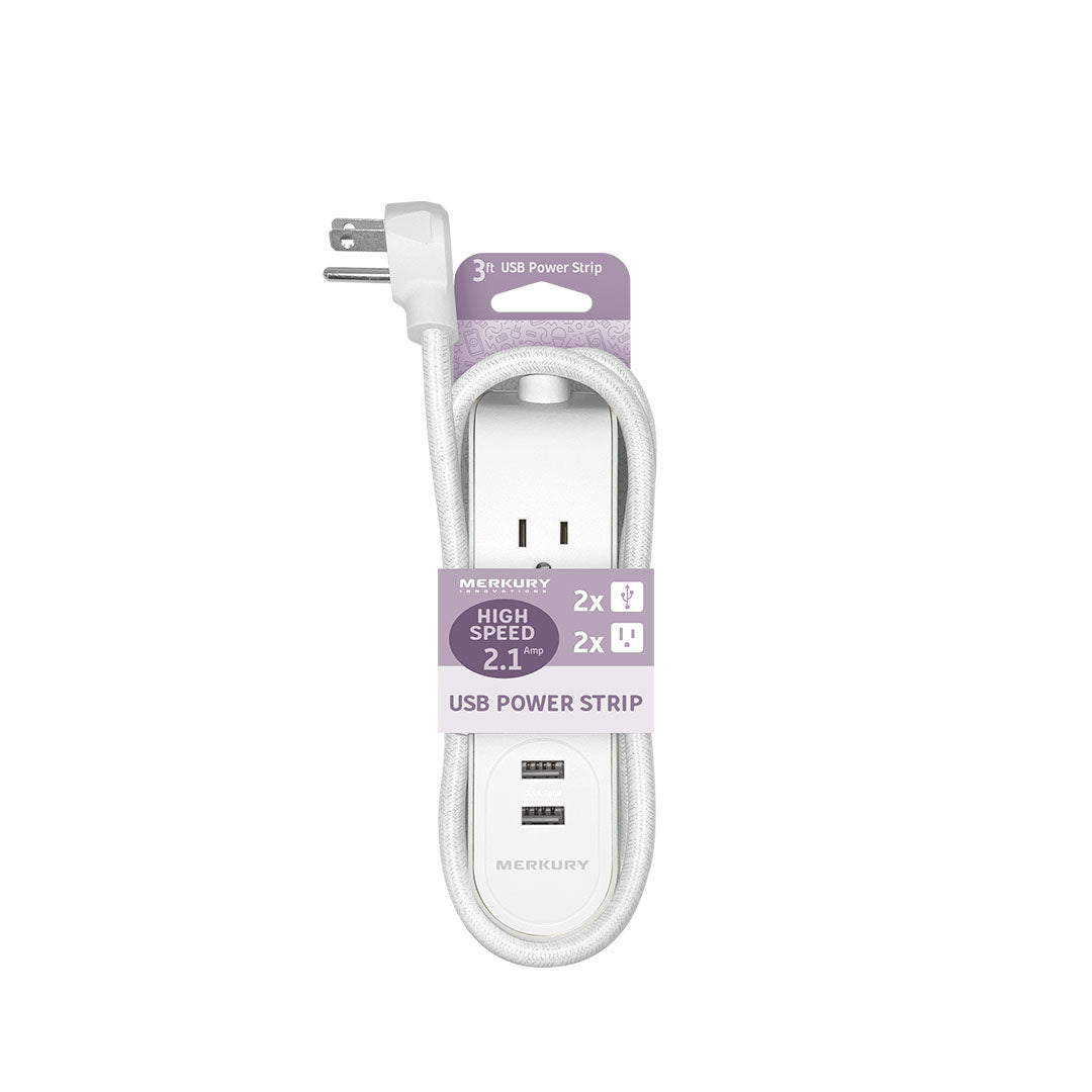 2 AC + 2 USB 2.1A 3 Ft Fabric Power