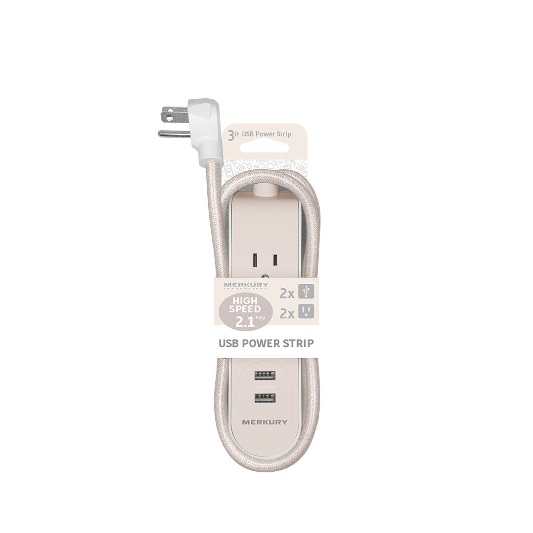 2 AC + 2 USB 2.1A 3 Ft Fabric Power
