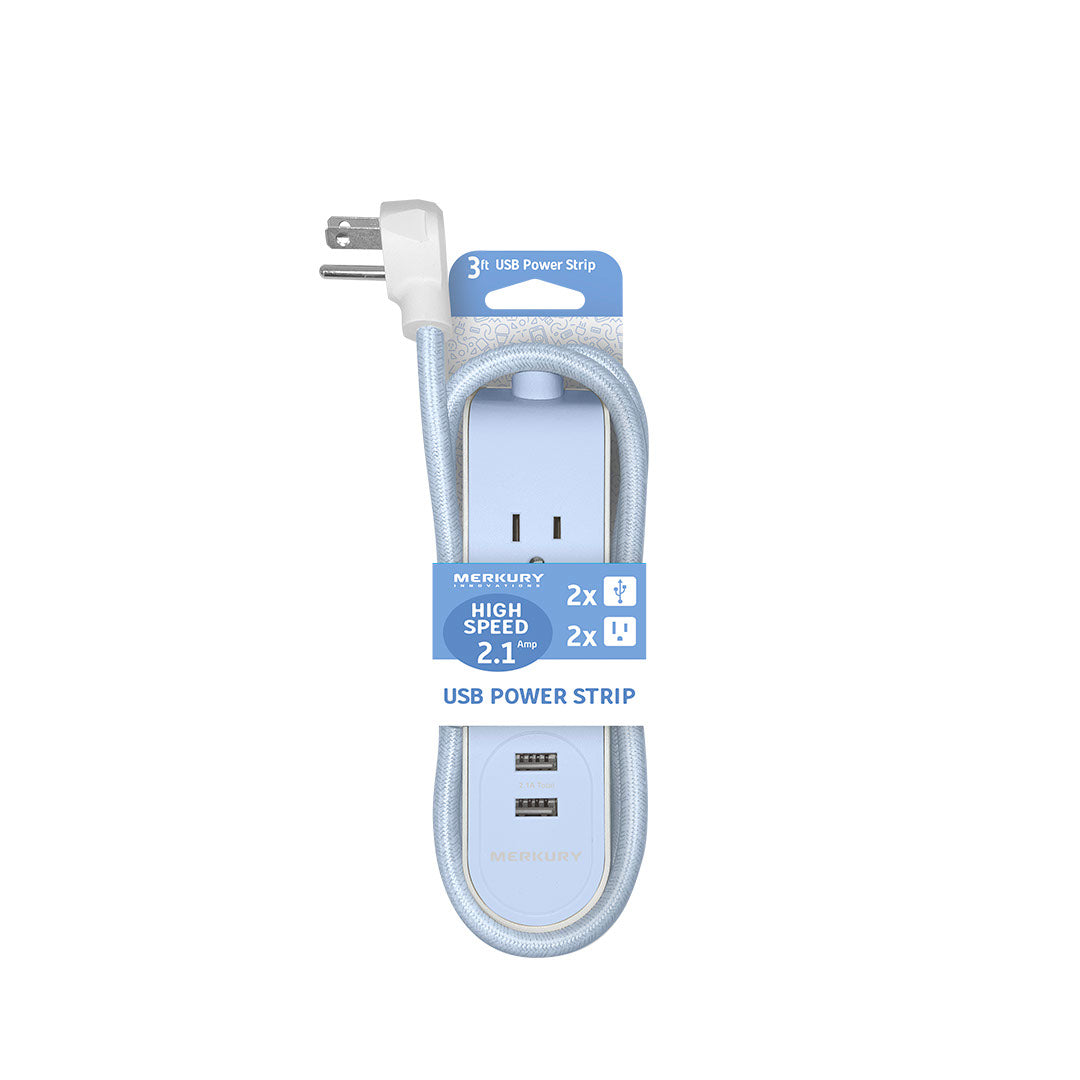 2 AC + 2 USB 2.1A 3 Ft Fabric Power