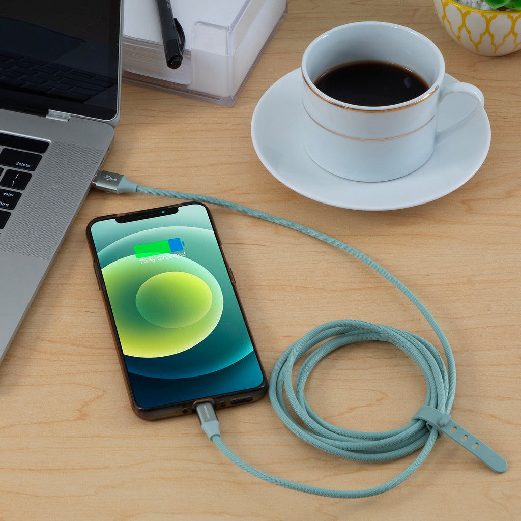 6 Ft Fabric Cable -USB-A to USB-C -Mist