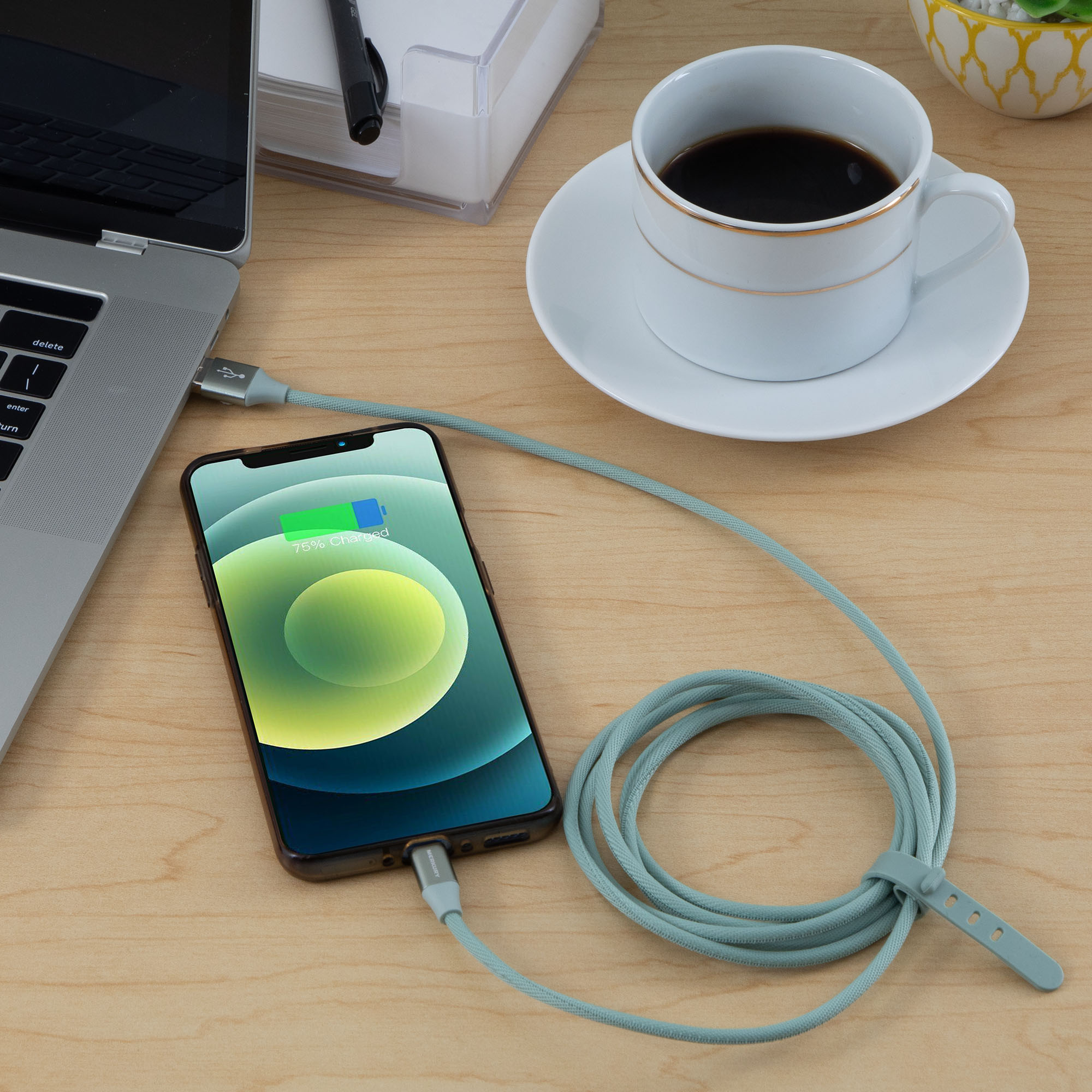 6 Ft Fabric Cable -USB-A to USB-C -Mist