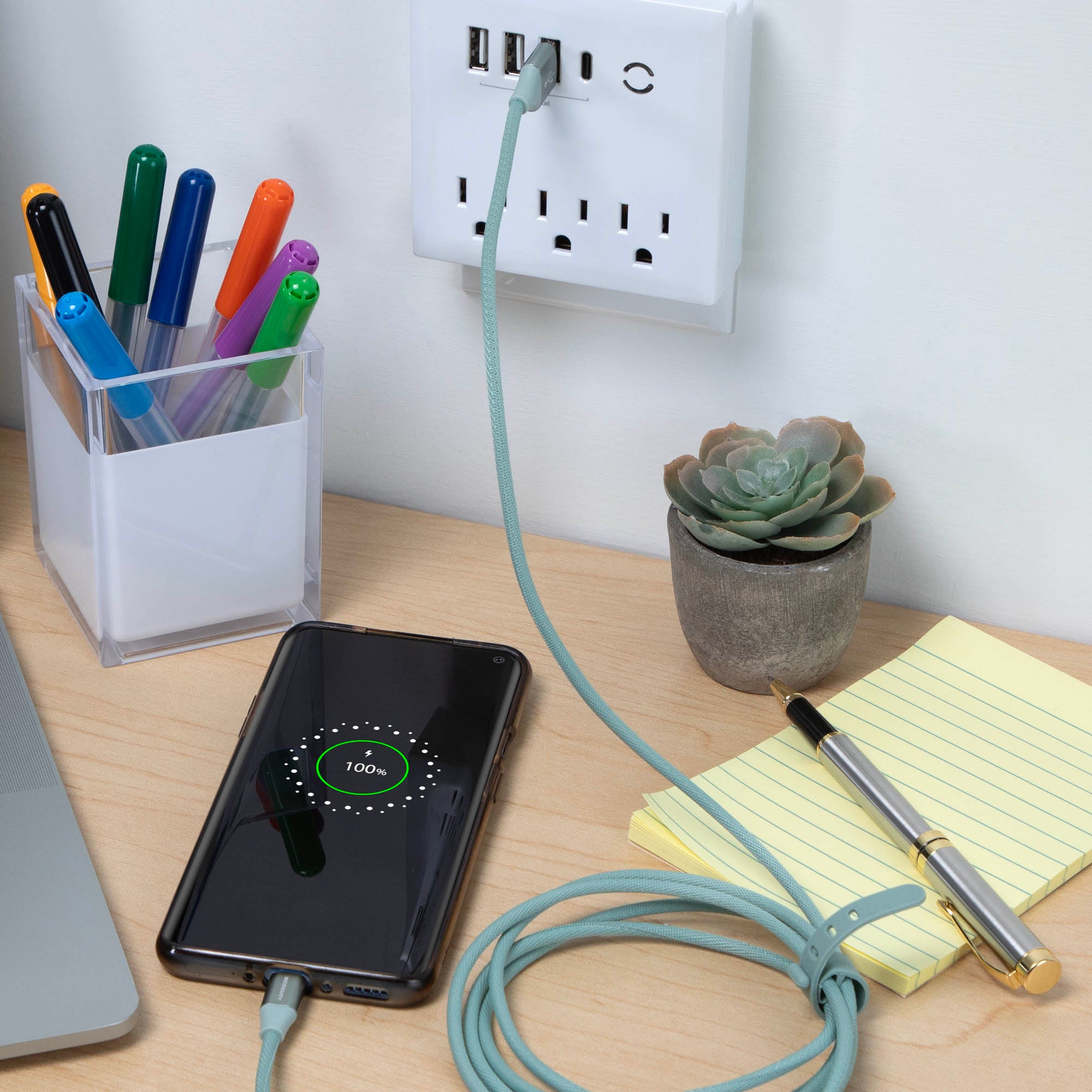6 Ft Fabric Cable -USB-A to USB-C -Mist