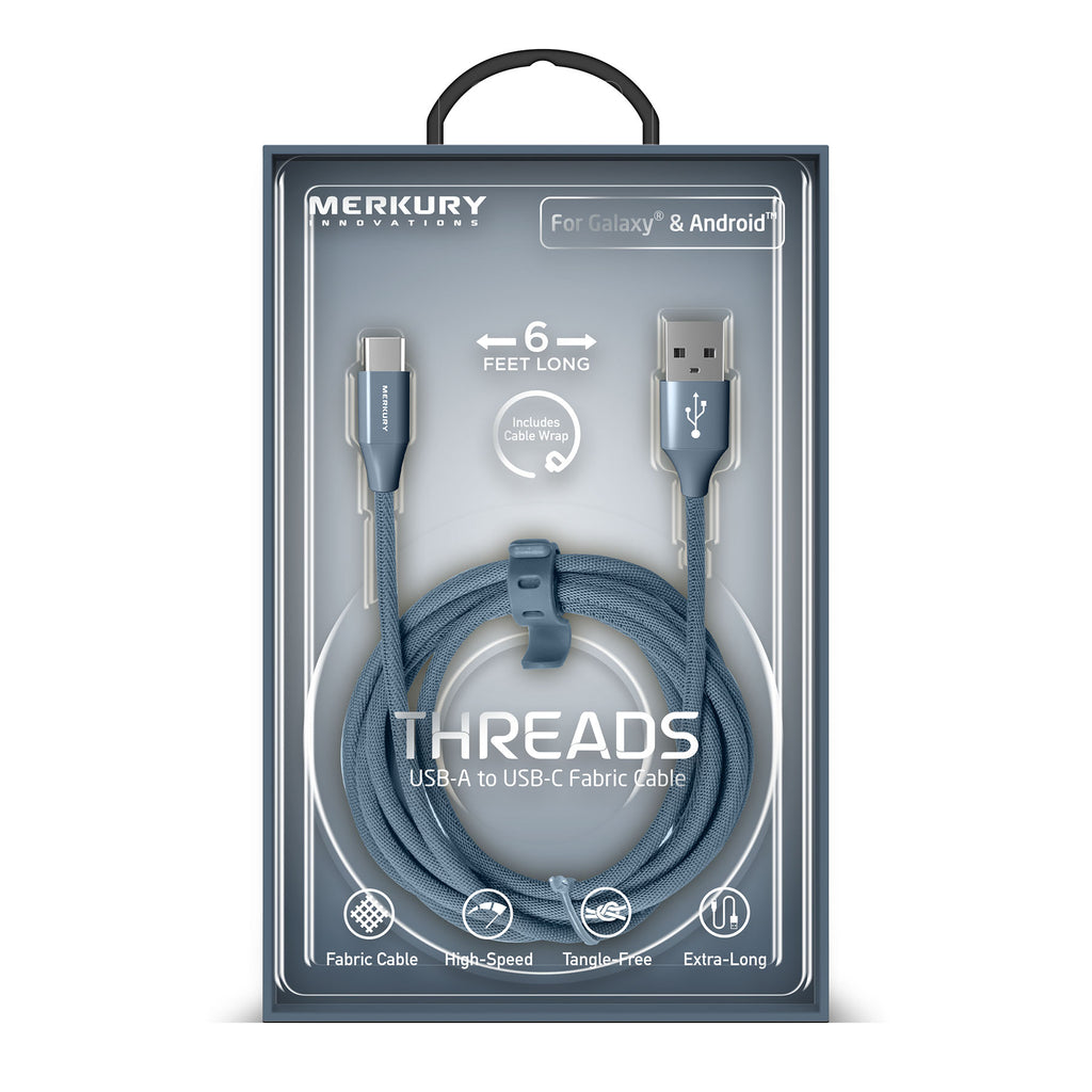 6 Ft Fabric Cable - USB-A to USB-C-Slate