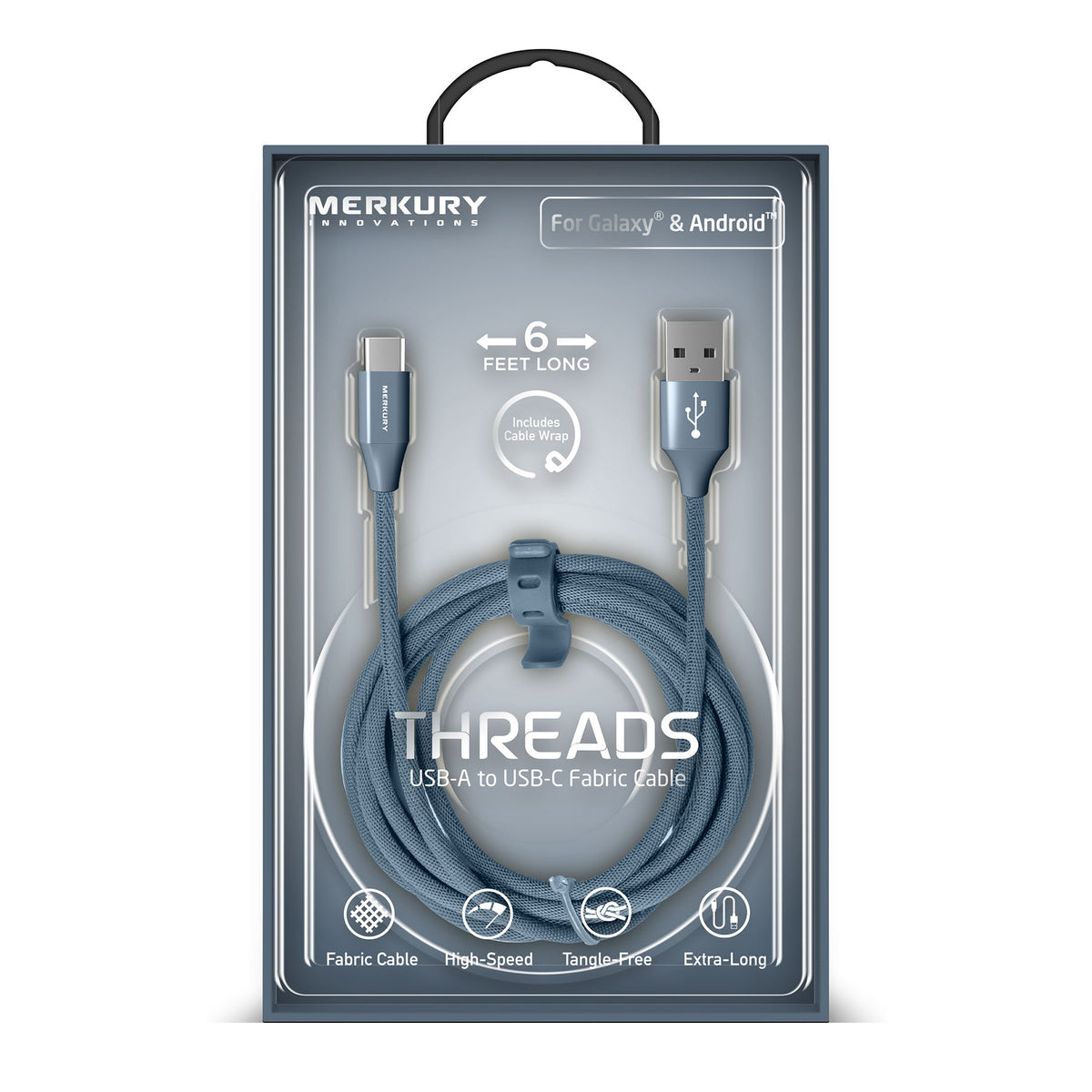 6 Ft Fabric Cable - USB-A to USB-C-Slate
