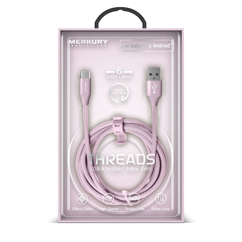 6 Ft Fabric Cable -USB-A to USB-C-Lilac