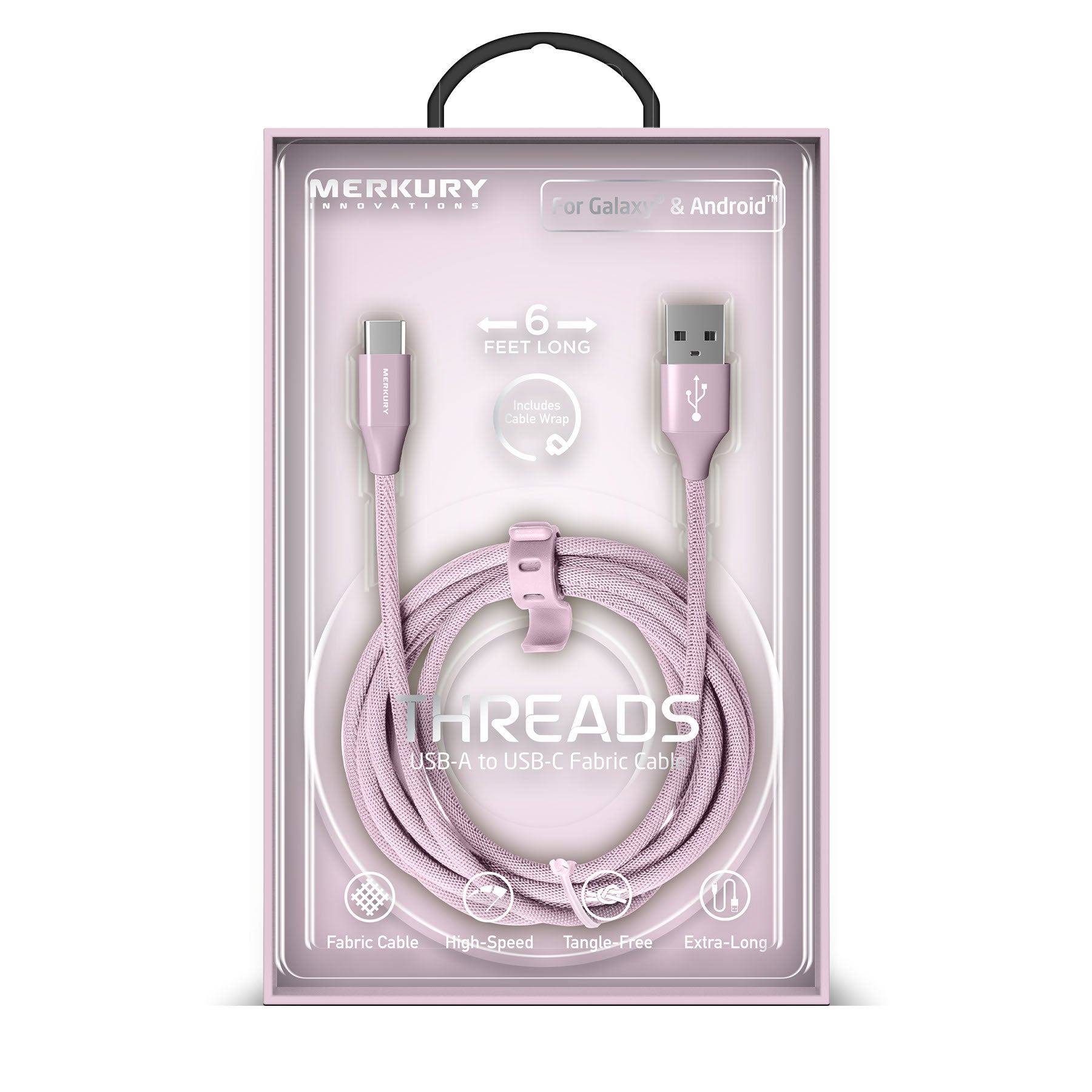 6 Ft Fabric Cable -USB-A to USB-C-Lilac