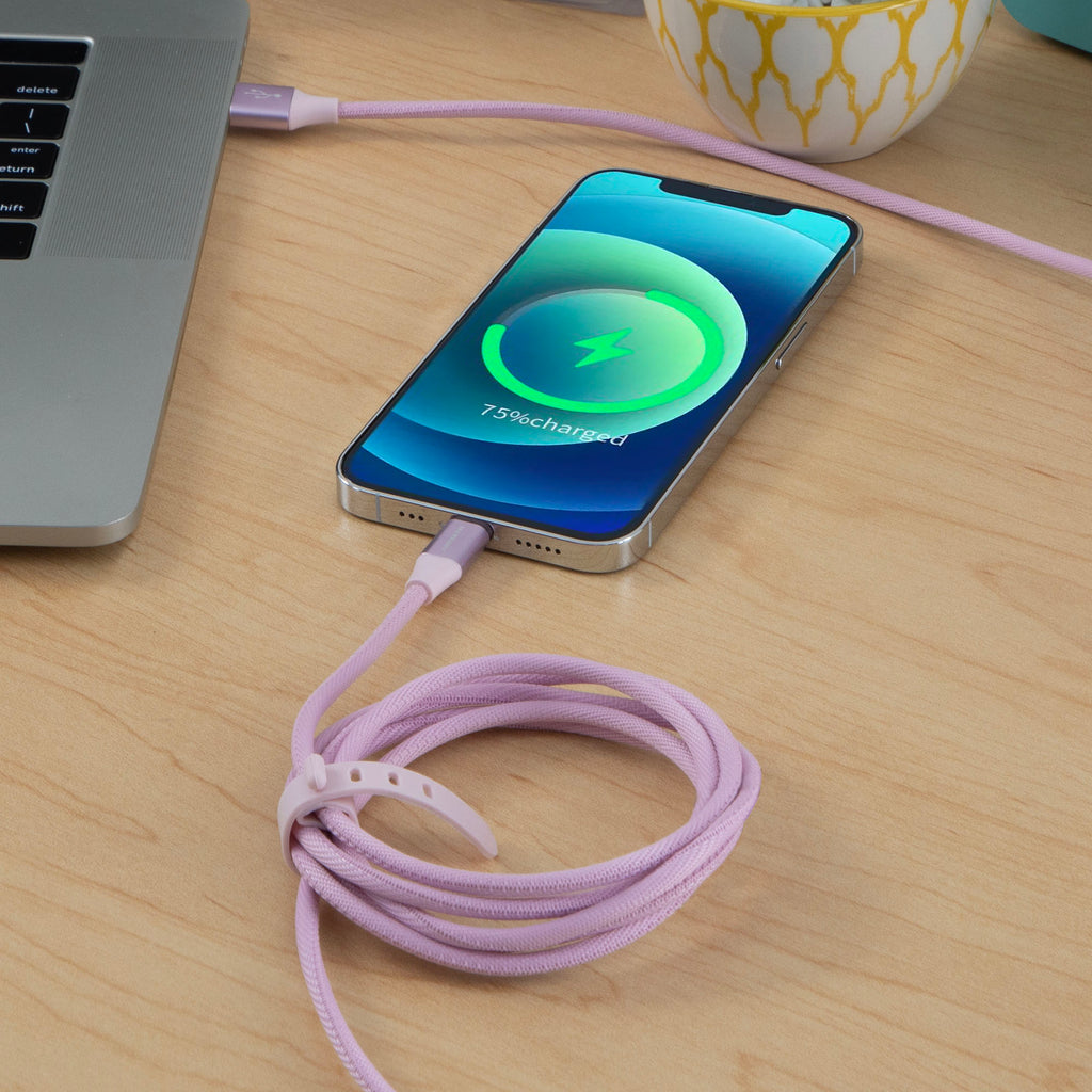 6 Ft Fabric Cable -USB-A to USB-C-Lilac