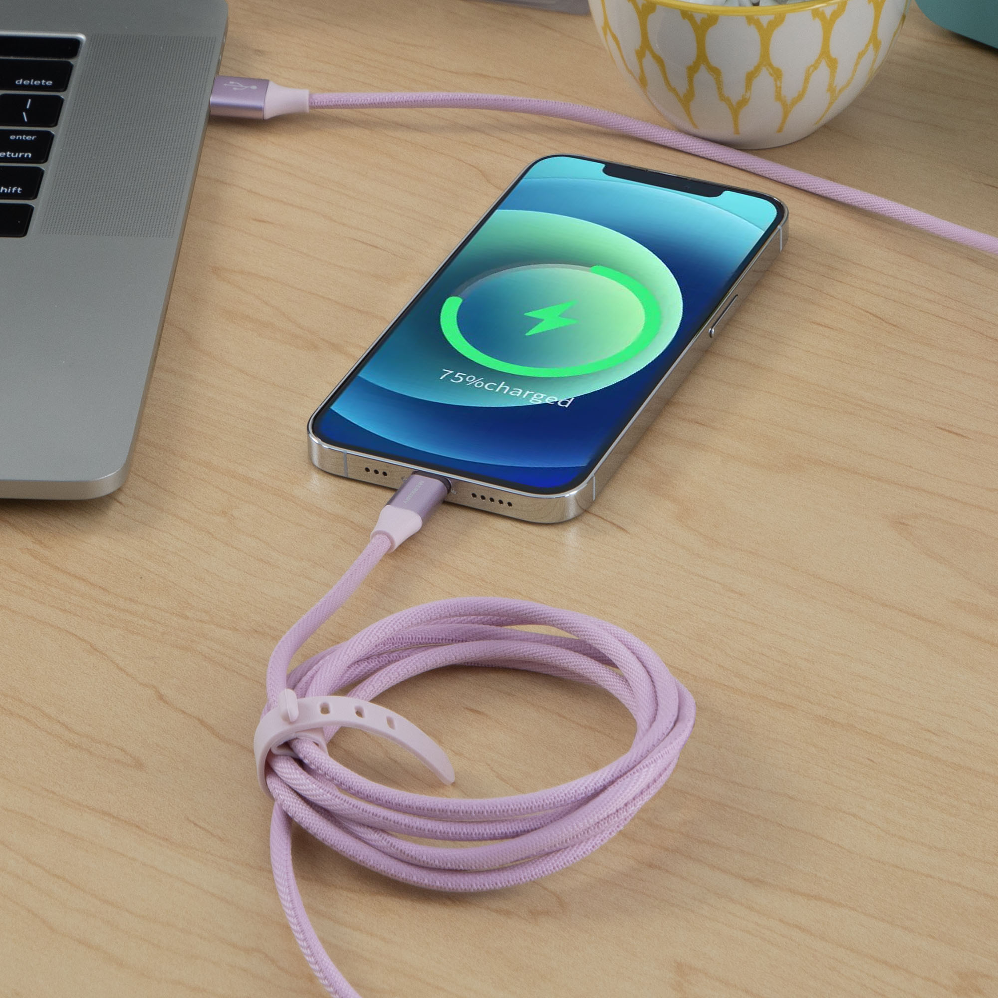 6 Ft Fabric Cable -USB-A to USB-C-Lilac