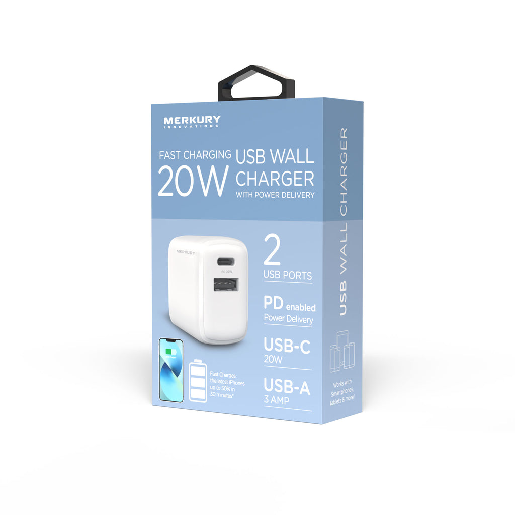 PD 20W Wall Charger 1 USB-C + 1 USB-A