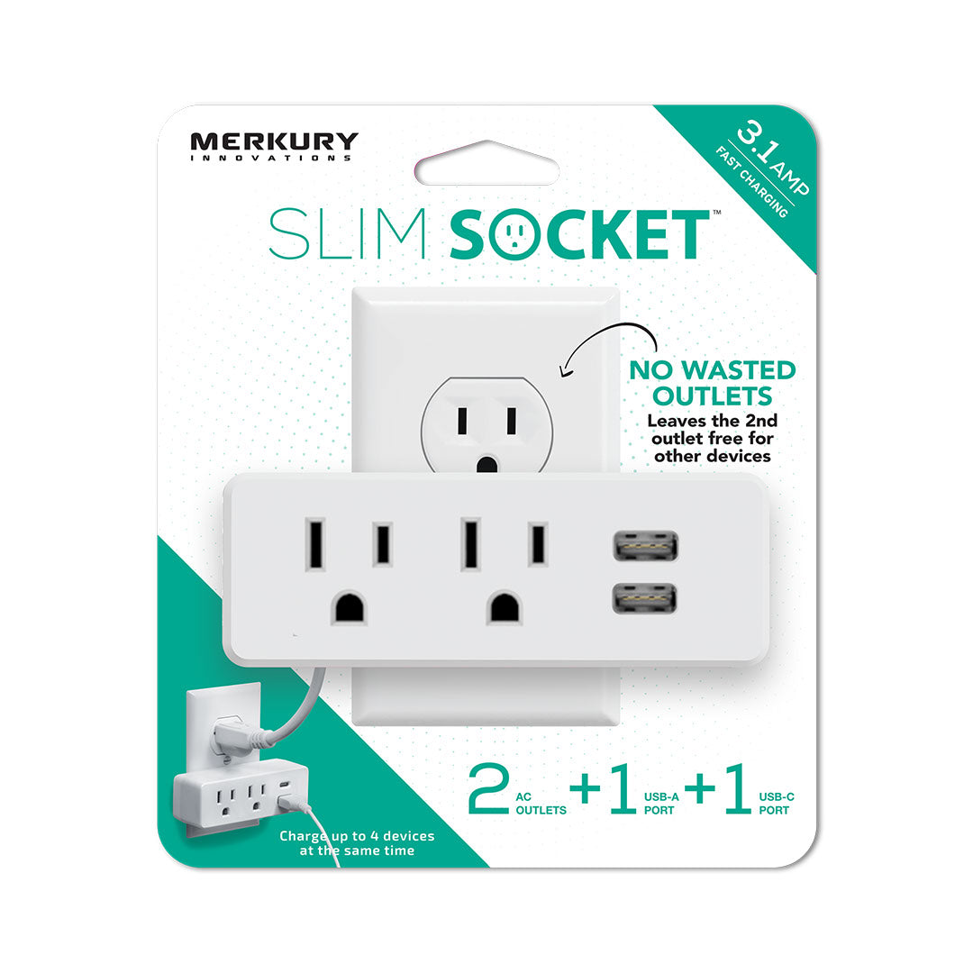 Slim Wall Plate 2 AC + 2 USB -2.1A-White