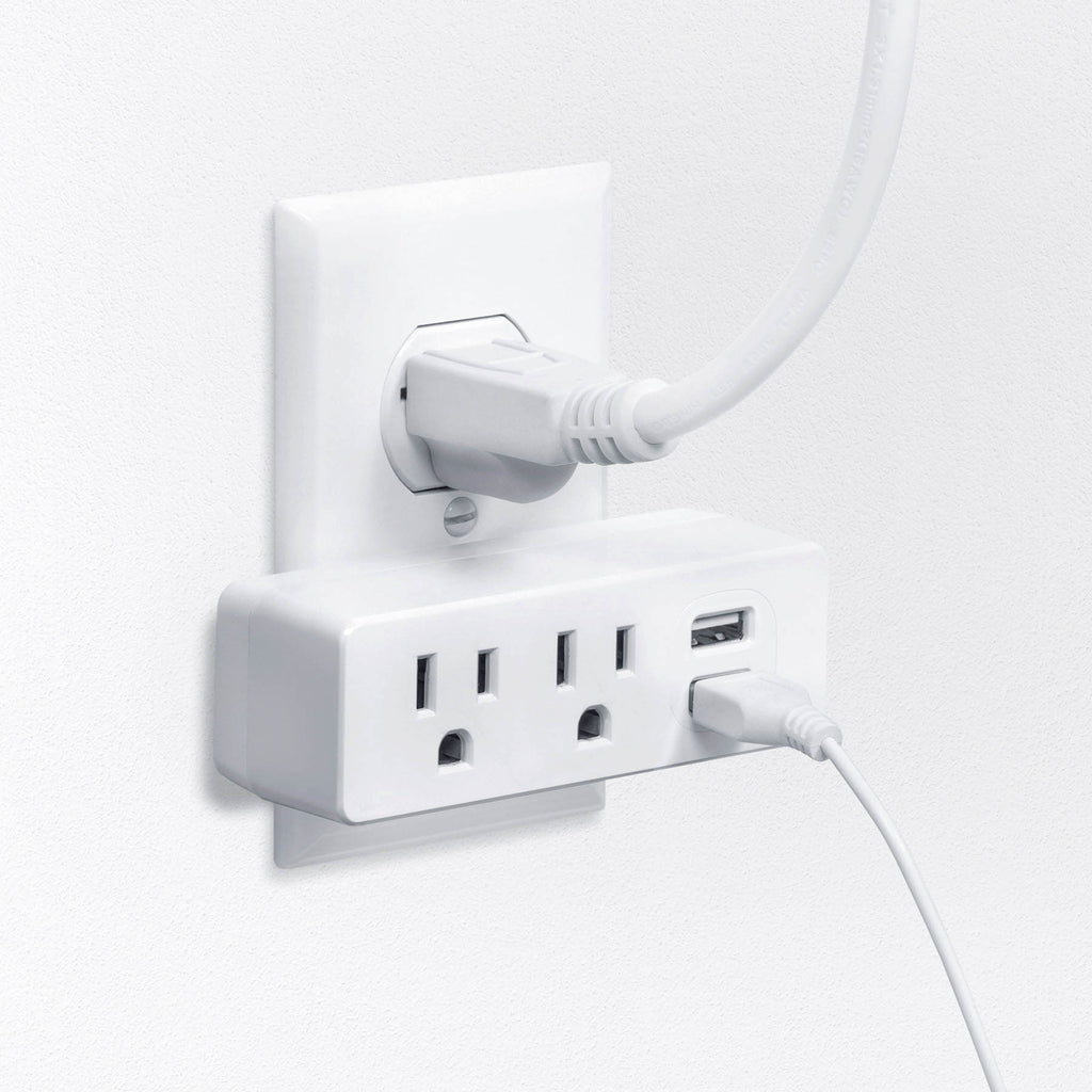Slim Wall Plate 2 AC + 2 USB -2.1A-White