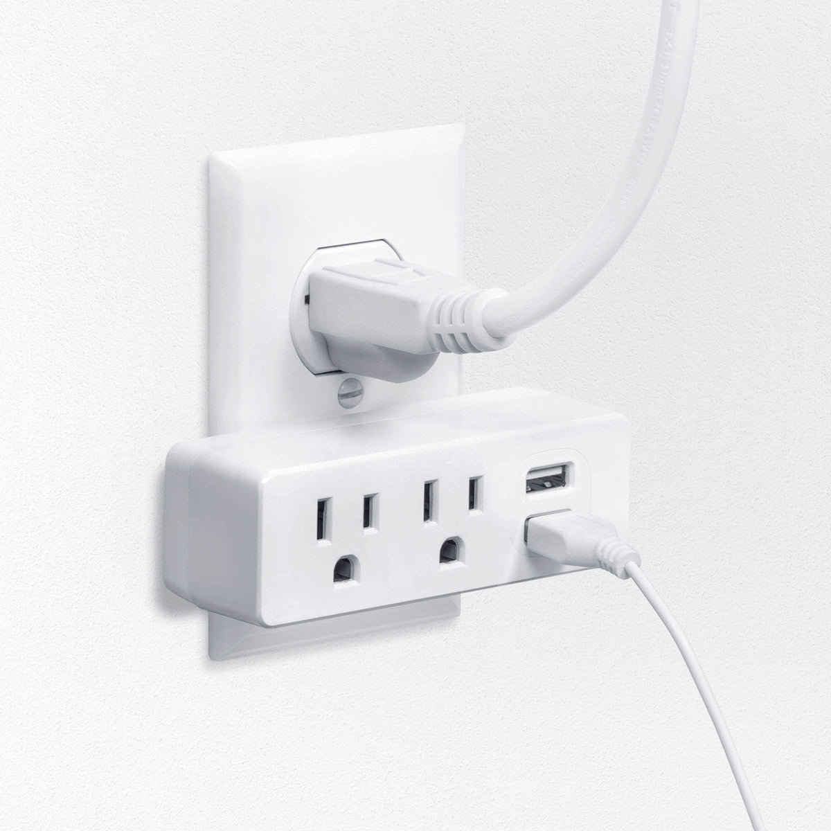 Slim Wall Plate 2 AC + 2 USB -2.1A-White