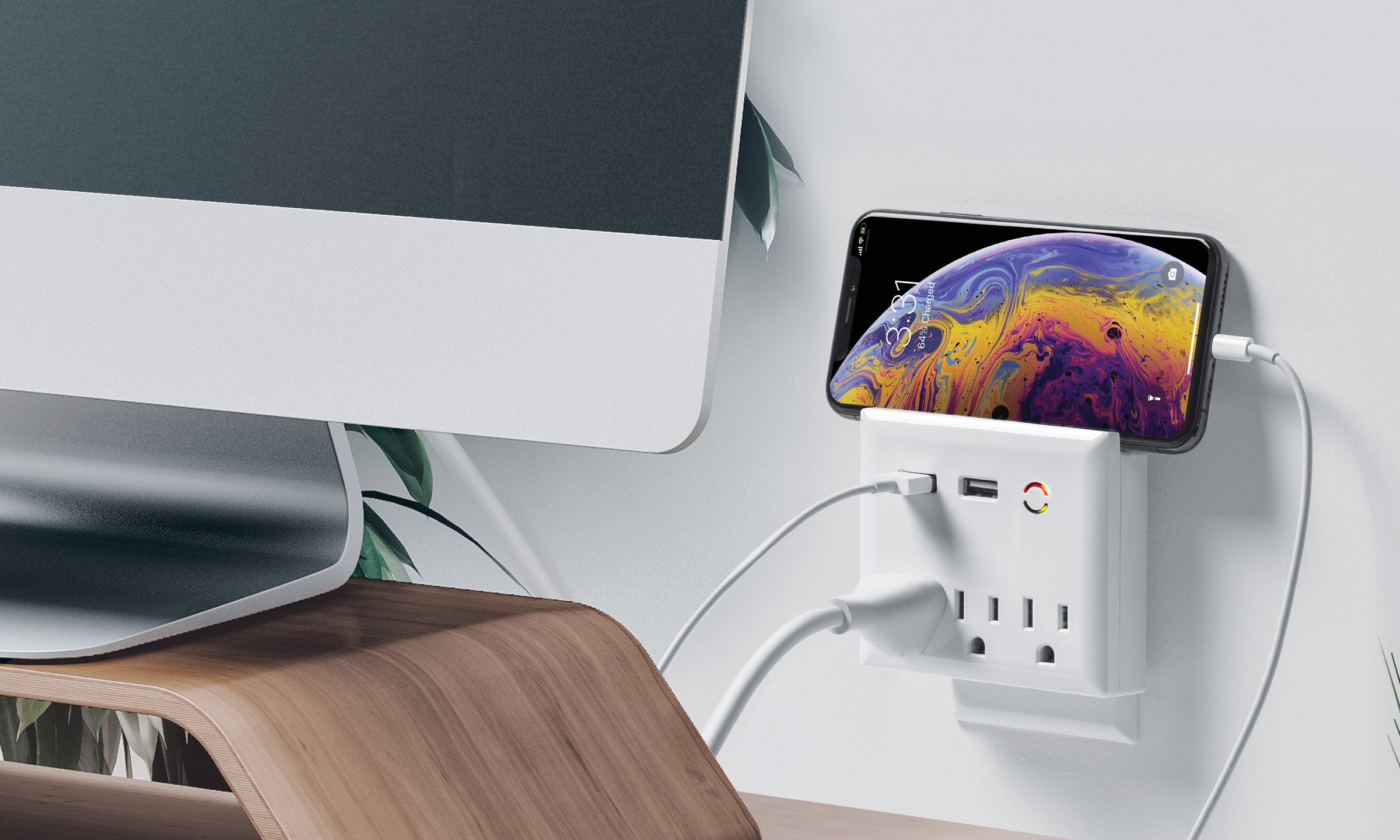 2.1A 2 USB 3 Outlets 800 Joules Wall