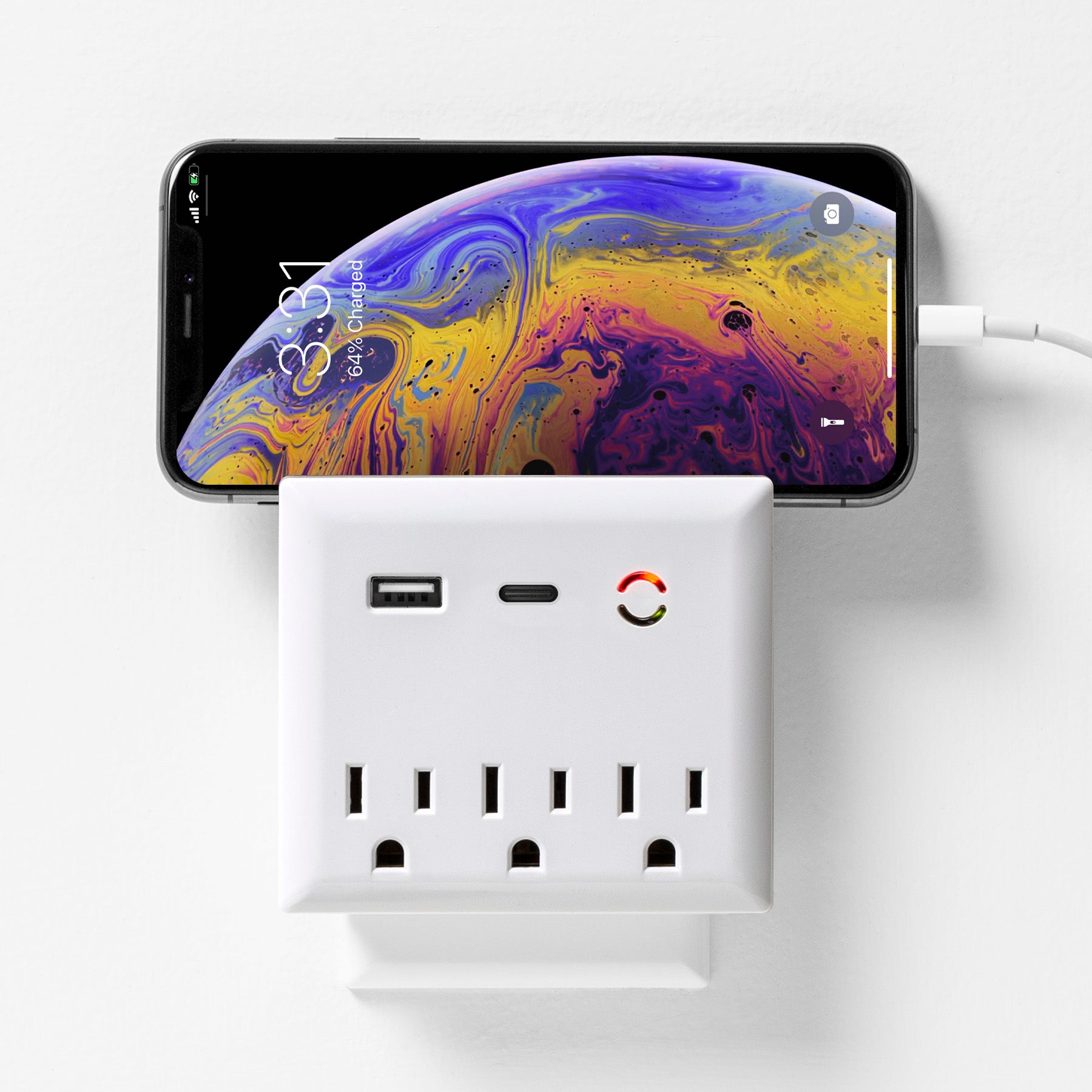 3 Outlet 2 USB Wall Tap with USB-C -3.1A